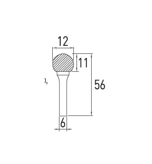 Frez trzpieniowy do metalu kulisty D 12x11mm HT6D590	
