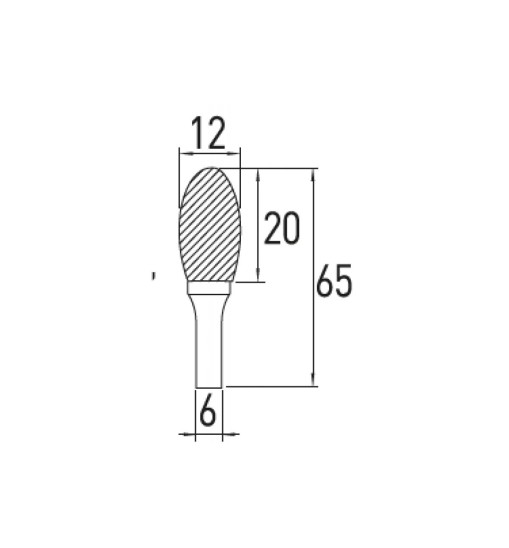 Frez trzpieniowy do metalu owalny E 12x20mm HT6D592	