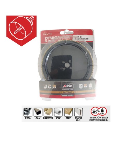 Otwornica BI-METAL HSS Cobalt 114mm K2, n-otw114