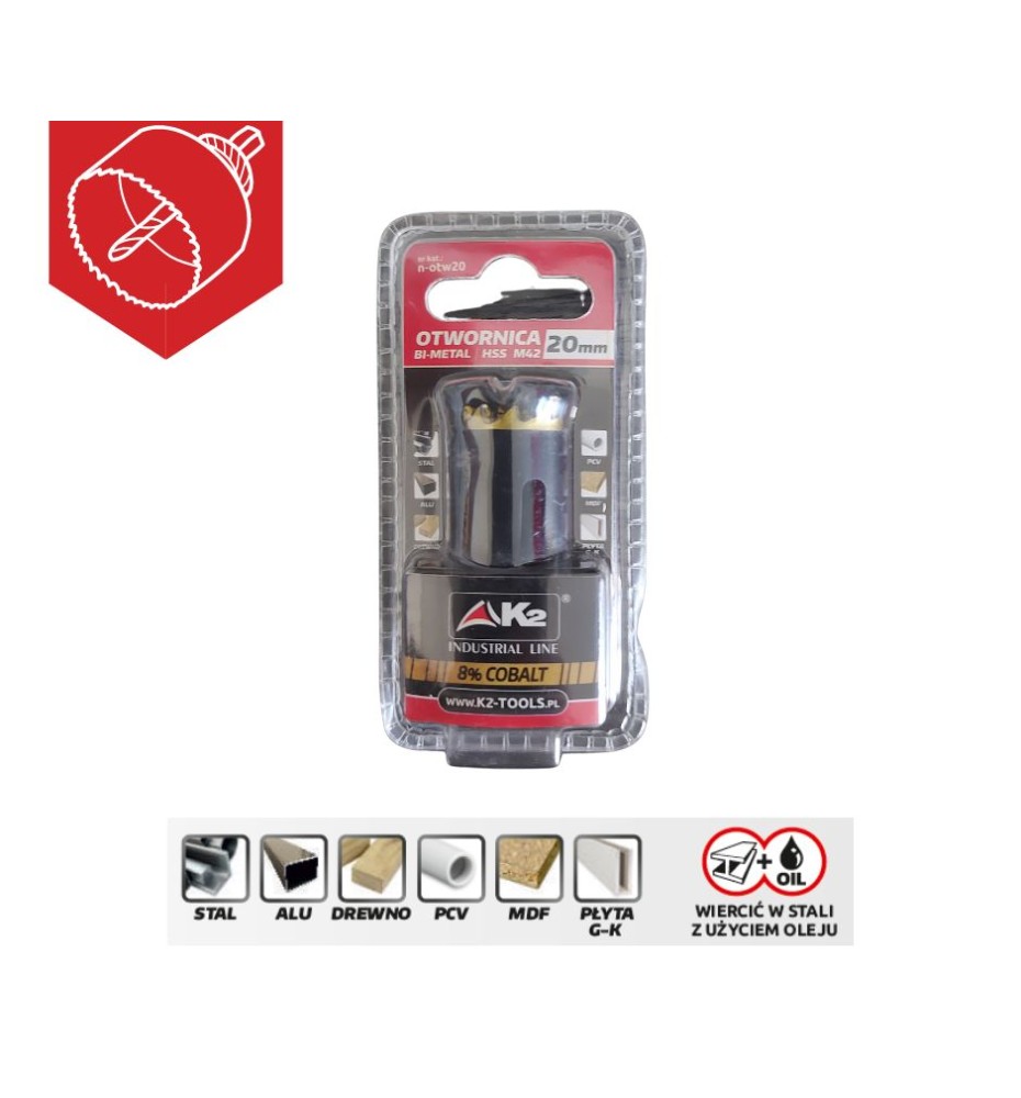 Otwornica bimetalowa HSS Cobalt 20mm K2 Otwornica bimetalowa HSS Cobalt 20mm K2