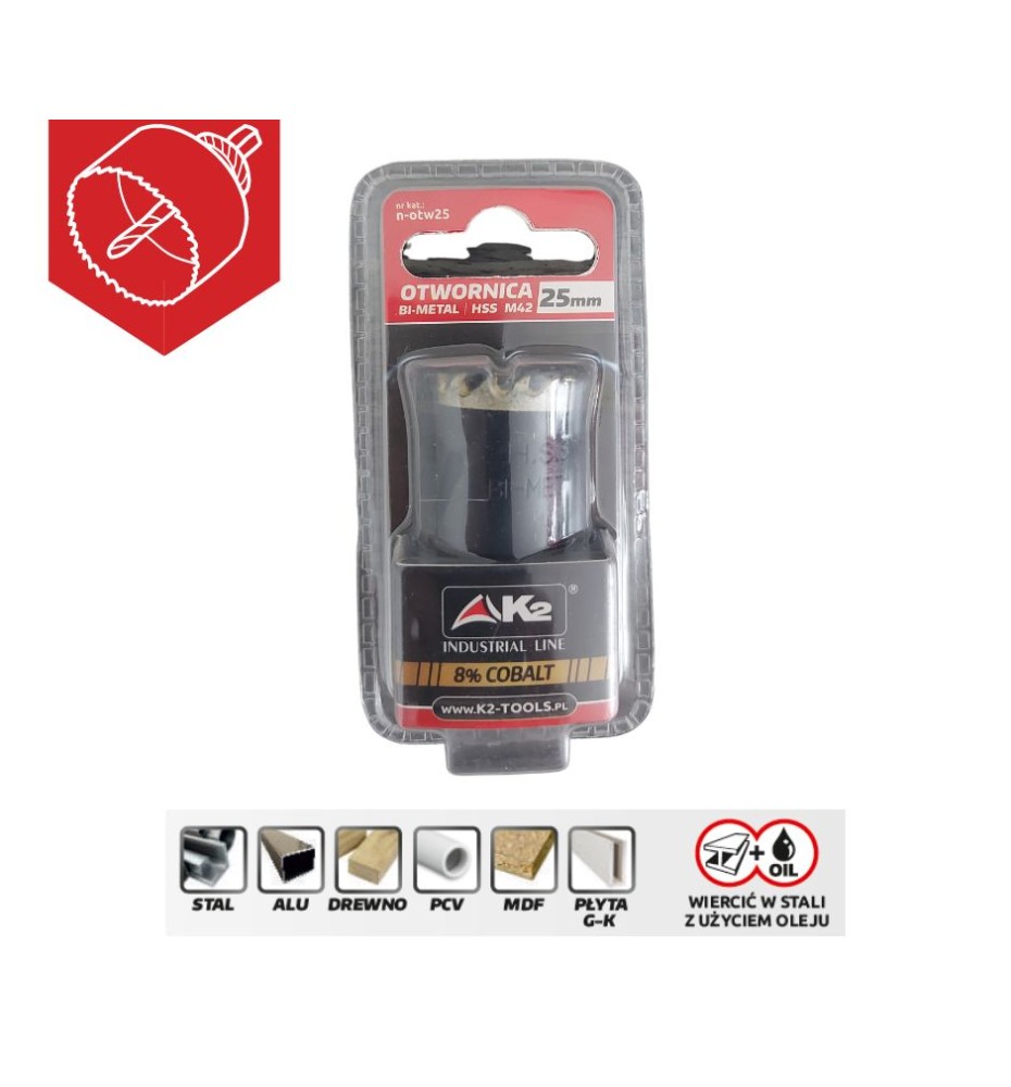 Otwornica BI-METAL HSS Cobalt 25mm K2, n-otw25 Otwornica BI-METAL HSS Cobalt 25mm K2, n-otw25