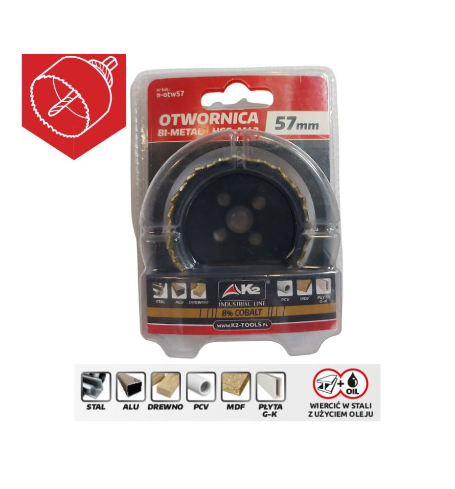 Otwornica bimetalowa HSS Cobalt 57mm K2
