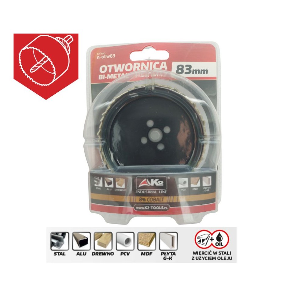 Otwornica BI-METAL HSS Cobalt 83mm K2, n-otw83 Otwornica BI-METAL HSS Cobalt 83mm K2, n-otw83