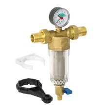KOMPLET FILTR MECHANICZNY Z PŁUKANIEM WSTECZNYM Z MANOMETREM PN16