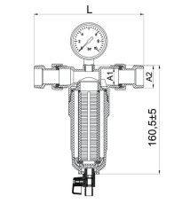 KOMPLET FILTR MECHANICZNY Z PŁUKANIEM WSTECZNYM Z MANOMETREM PN16