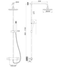 PAN-51 KOMPLET NATRYSKOWY Z BATERIĄ TERMOSTATYCZNĄ