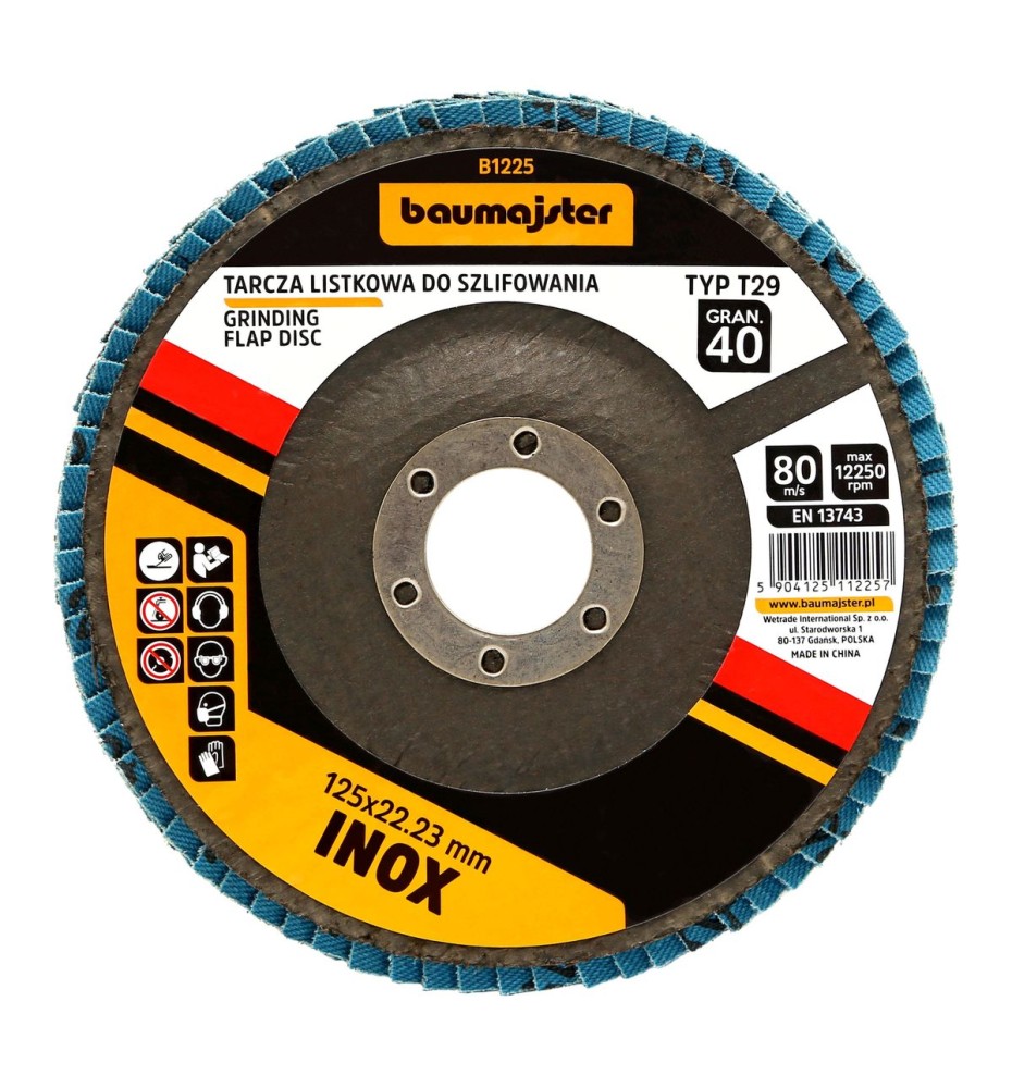 Tarcza listkowa do szlifowania INOX 125x22,23mm gr 40