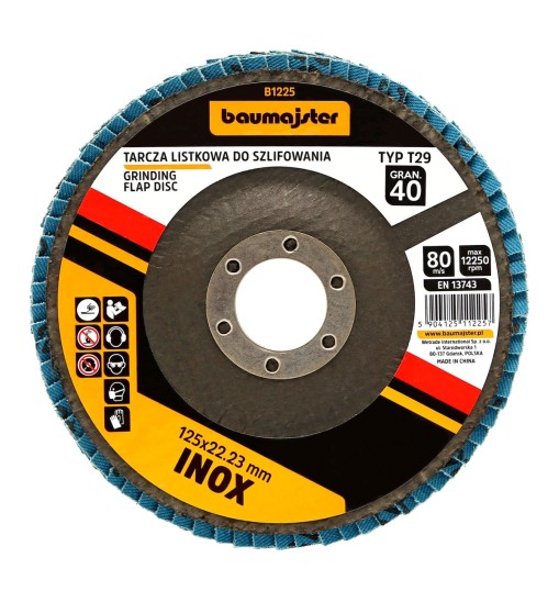 Tarcza listkowa do szlifowania INOX 125x22,23mm gr 40